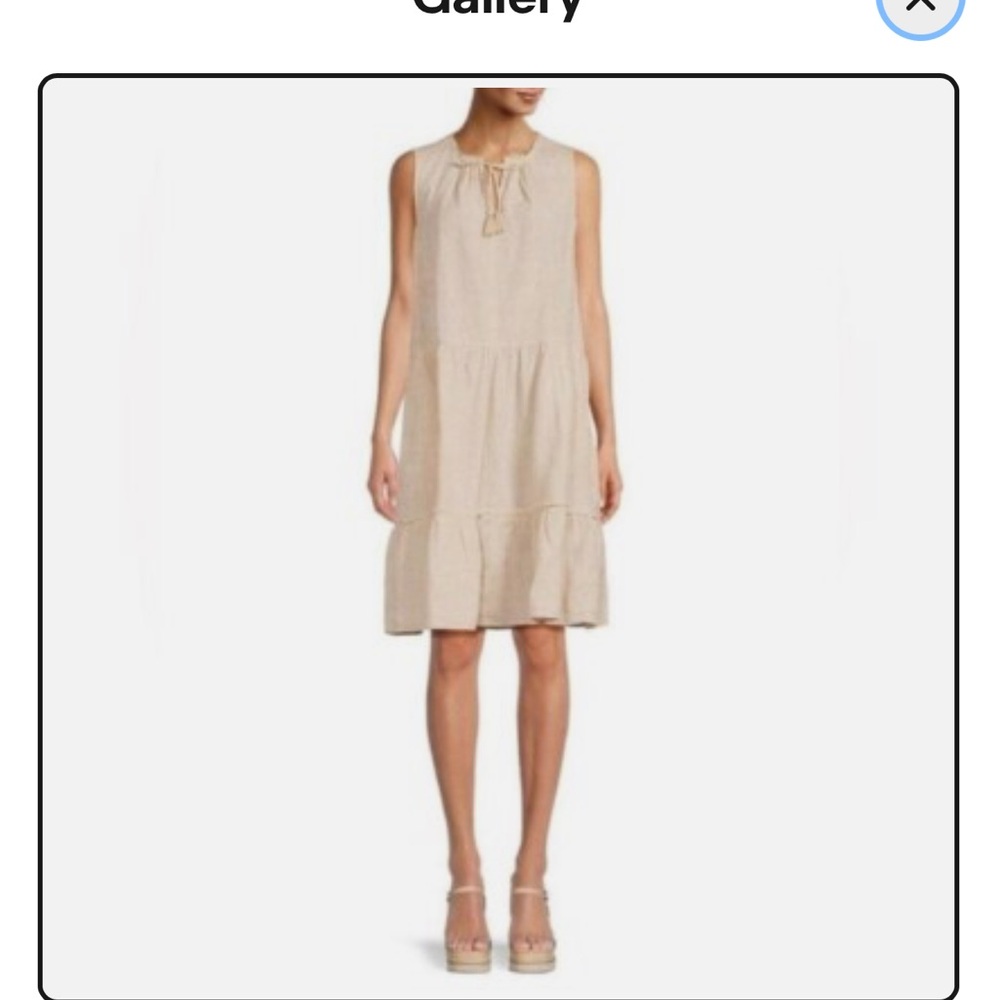 J. McLaughlin Christa Tassel Tiered Shift Dress in Honey Flax Linen in Medium